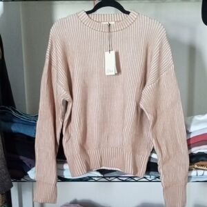 Elan Ribbed Crew Neck Sweater - Tan